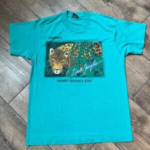 Vintage‎ Henry Doorly Zoo Lied Jungle Teal Single Stitch Tshirt Made in USA